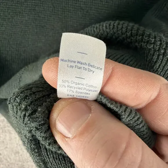 Marine Layer Sweater Mens L Green 1/4 Zip Pullover Re Spun Organic Cotton - Picture 9 of 11